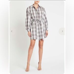 Baum Und Pferdgarten Organic Aubree Plaid Checks Menswear Shirt Dress NO BELT 36